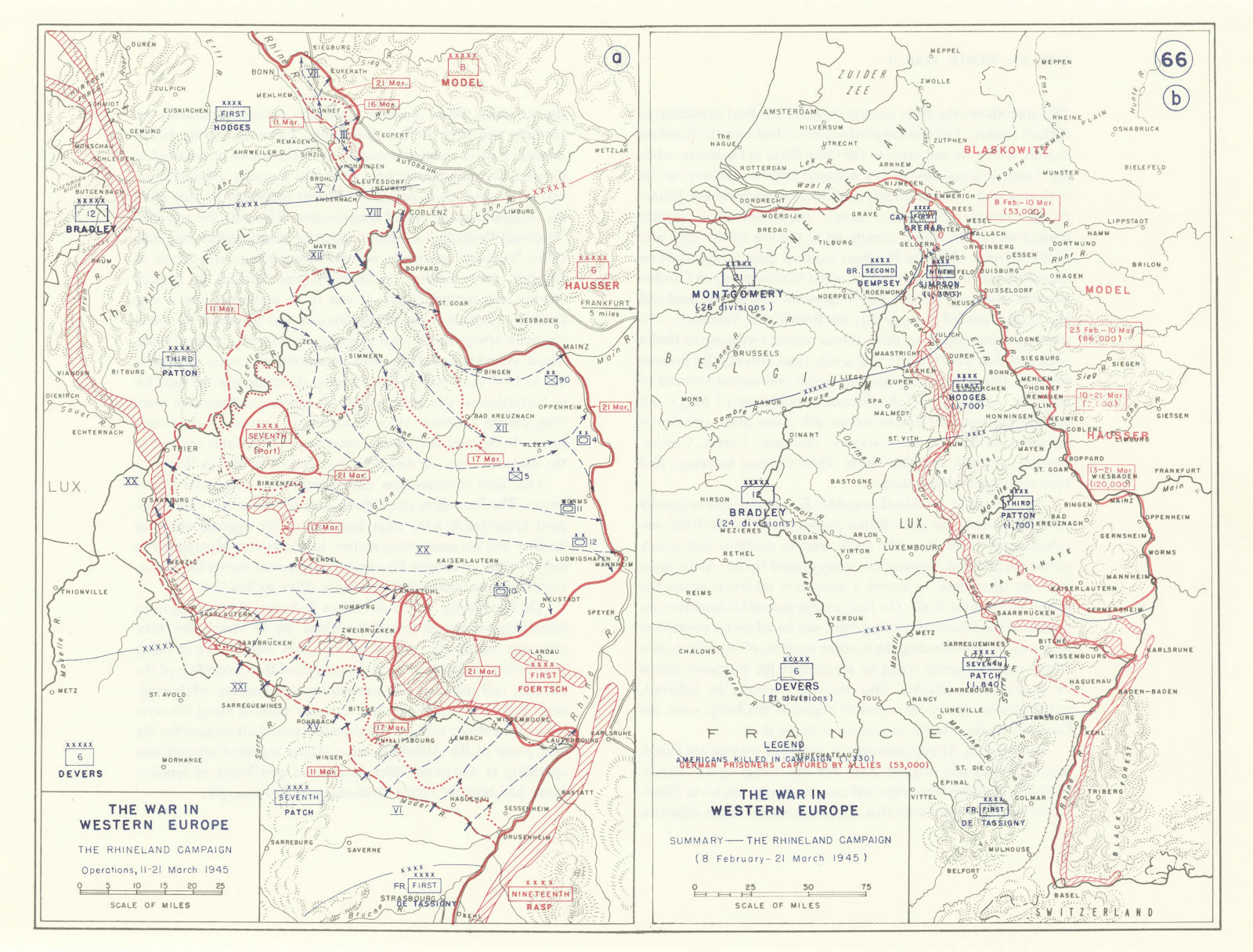 World War 2. Western Front 8 February-21 March 1945. Rhineland Campaign 1959 map